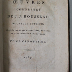 OEUVRES COMPLETES DE J.J. ROUSSEAU , TOME 5 : LETTRES ELEMENTAIRES SUR LA BOTANIQUE ( TOME PREMIER ) , 1789