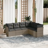 Set mobilier grădină cu perne, 6 piese, gri, poliratan
