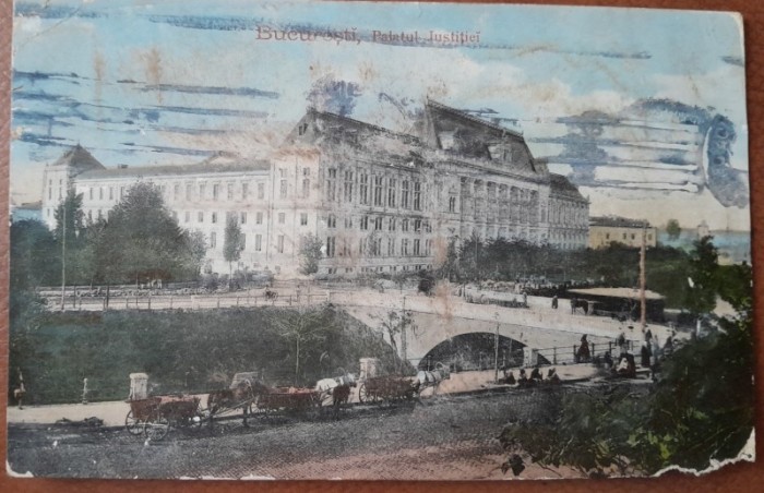 Carte postala, bucuresti, Palatul Justitiei, inceput de secol XX