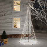 VidaXL Pom de Crăciun cu st&acirc;lp de metal, 500 LED-uri, alb rece, 3 m