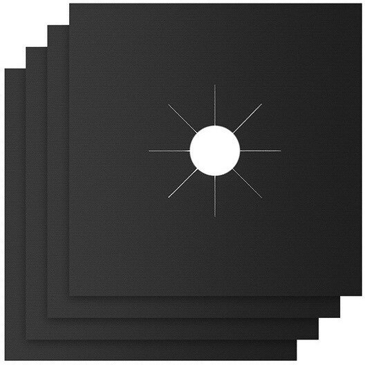 Set 4 folii de protectie pentru plita M008B, Reutilizabile, Fibra de sticla/Teflon, 27x27 cm, Negru