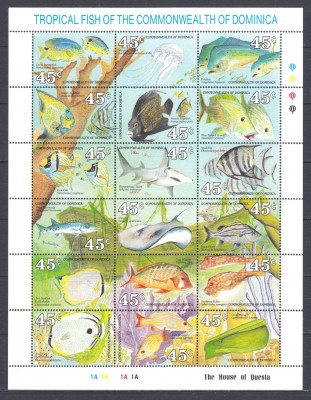 Dominica - Fauna Marina -PESTI - Bloc XXL - MNH foto