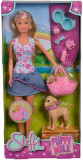 Papusa Steffi Love cu catelusii la plimbare, 29 cm, 10 accesorii
