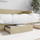 VidaXL Sertare de pat 2 buc, crem, lemn prelucrat și textil