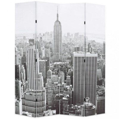 Paravan cameră pliabil, 160x170 cm, New York pe zi, alb/negru foto