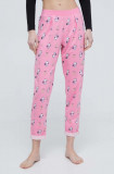 United Colors of Benetton pantaloni de pijama x Peanuts femei, culoarea roz