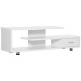 HOMCOM Mobilier TV Modern cu Sertar și Spațiu Deschis pentru Ecrane p&acirc;nă la 65&quot; PAL, 135x35x41.7 cm, Alb | Aosom Romania