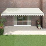 vidaXL Copertină retractabilă, crem, 5x3 m, textil și aluminiu