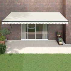 vidaXL Copertină retractabilă, crem, 5x3 m, textil și aluminiu