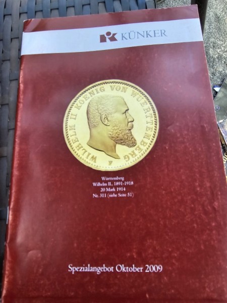 Catalog 311/2009, expozitie de monede, Kunker, text in limba germana