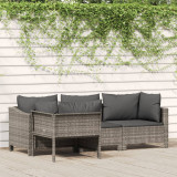 Set mobilier de gradina cu perne, 4 piese, gri, poliratan GartenMobel Dekor, vidaXL