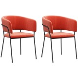 HOMCOM Lot de 2 scaune de dining picioare din oțel, șezut tapițat &icirc;n aspect de catifea, portocaliu | Aosom Romania