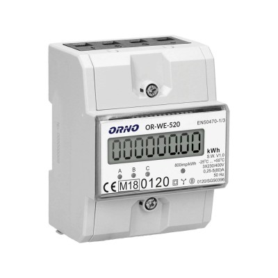 Aproape nou: Contor trifazic ORNO OR-WE-520, 80A, certificare MID, 3 faze, 230V, cl foto
