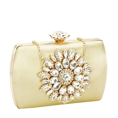 Geanta clutch auriu cu brosa BRS-210 06 foto