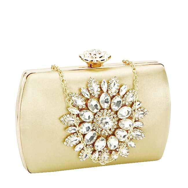 Geanta clutch auriu cu brosa BRS-210 06