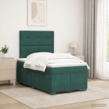 Cumpara ieftin Pat boxspring cu saltea Verde inchis 120 x 200 cm Catifea