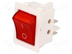 Comutator Rocker NINIGI DPST 2 poziții ON-OFF 15A 250V roșu cu lampă neon