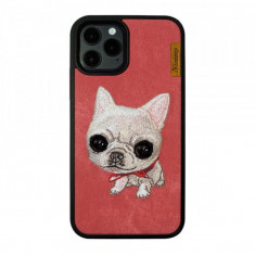 Husa telefon NIMMY iPhone 12 / 12 Pro TPU din textil Rosie