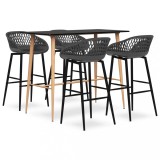 VidaXL Set mobilier de bar, 5 piese, negru și gri