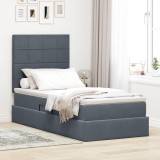 Cumpara ieftin Pat cu LED si saltea Gri inchis 100 x 200 cm Catifea