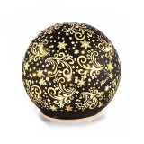 Sfera decorativa sticla neagra aurie cu led Craciun 10x9 cm
