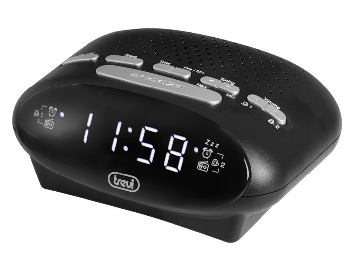 Radio cu ceas si alarma, RC 821D, negru, Trevi