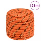 VidaXL Fr&acirc;nghie de barcă, portocaliu, 18 mm, 25 m, polipropilenă