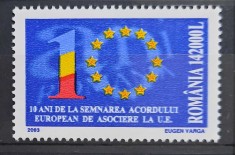 Timbre 2003-10 ani de la semnarea Acordului European, MNH foto