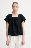 Levi&#039;s bluză din amestec de in AMBRE BABYDOLL TANK culoarea negru, neted, 001SB