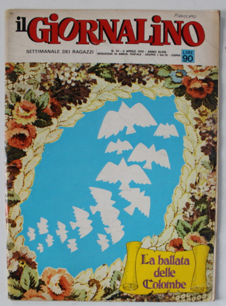 IL GIORNALINO , SETTIMANALE DEI RAGAZZI , REVISTA DE BENZI DESENATE , TEXT IN LIMBA ITALIANA , No. 14 , 2 APRILE , 1972