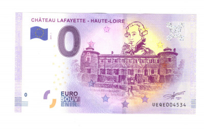 Bancnota souvenir Franta 0 euro Chateau LaFayette - Haute-Loire 2019-1, UNC foto