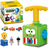 Jucarie interactiva lansator baloane, 12 baloane incluse, 2 figurine zburatoare, 2 masinute, plastic, multicolor, Malplay