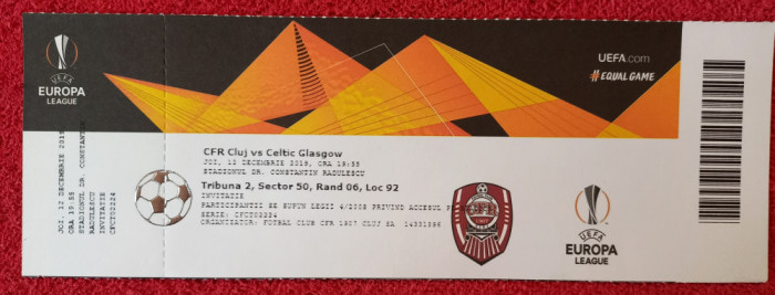 Bilet meci fotbal CFR CLUJ - CELTIC GLASGOW (Europa League 12.12.2019)