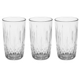 Set 3 pahare din sticla, 540 ml, Transparent cu model, 6.5x15 cm, ATU-088255, Oem