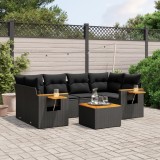 Cumpara ieftin Set canapele de grădină cu perne, 7 piese, negru, poliratan