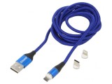 Cablu Magnetic USB 2.0 2m Albastru 3A