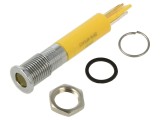 Lampă de control LED galbenă &Oslash;8mm, IP67, 24V DC - Q8