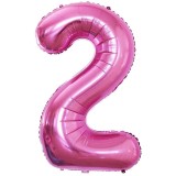 Balon Folie Metalizata Cifra 2 Roz, 80cm - Aniversare Copii, Petrecere