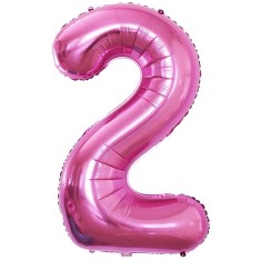 Balon din folie metalizata, Cifra 2, aniversare, 80 cm, Roz