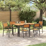 VidaXL Set de masă pentru grădină 7 pcs negru și maro 150 x 90 x 75 cm