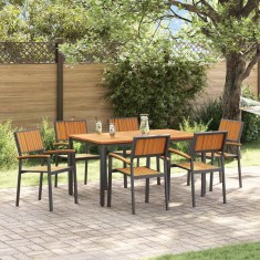vidaXL Set de masă pentru grădină 7 pcs negru și maro 150 x 90 x 75 cm