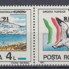 ROMANIA 1991 LP 1256 TARGUL FILATELIC INTERNATIONAL RICCIONE PERECHE MNH