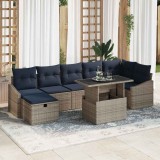 vidaXL Set de canapele pentru grădină cu pernă 8 pcs Gri poliratan 3361184