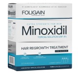 Solutie pentru Cresterea Parului, Foligain, Minoxidil 5%, cu Alcool Redus, Pipeta Inclusa, 3x 60ml