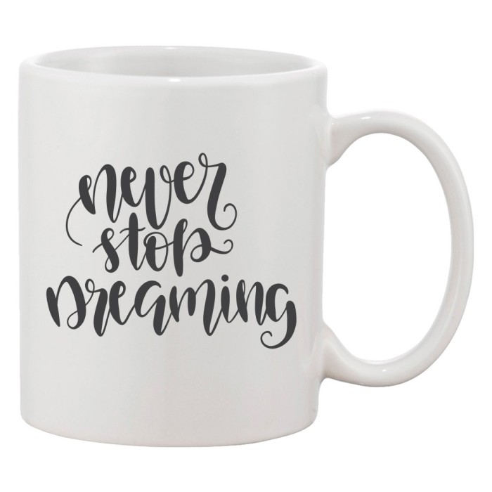 Cana alba personalizata &#039;Never stop dreaming&#039;, INOVATIX&reg;. 330ml