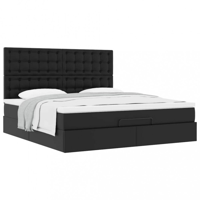 Gossi cadru de pat otoman saltea neagra 160x200cm piele artificiala