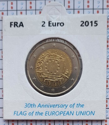 Franta 2 euro 2015 UNC - 30 EU Flag - km 2192 - cartonas personalizat - D25501 foto