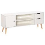 HOMCOM Mobilier Suport TV Modern din Lemn Alb, Mobilier Suport TV de Design pentru TV Max. 42" 120x28x44cm