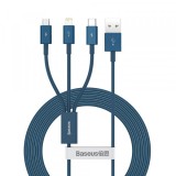 Cablu Incarcare USB-A - Lightning / microUSB / USB-C Baseus Superior 3in1 Series, 20W, 1.5m, Albastru CAMLTYS-03, Apple
