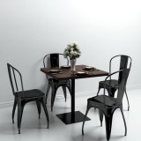 Masă bistro vidaXL pătrată, MDF, oțel, 80x80x75 cm, gri &icirc;nchis - masă restaurant, cafenea, bar